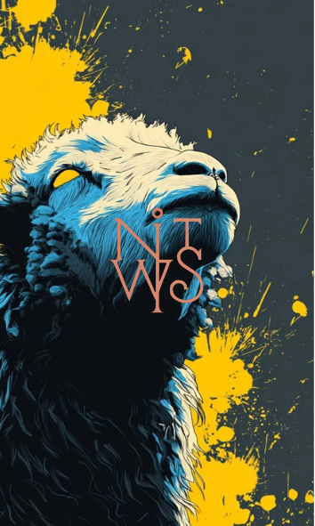 "Urban Decay & Electric Dreams: Eine Blau-Gelbe Symphonie" – Digitaler Kunstdruck