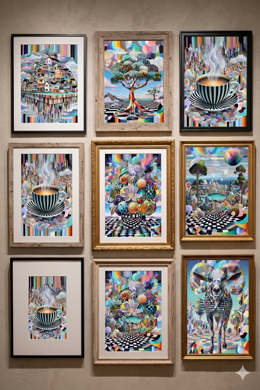 Chromatic Realities – Surreale Geometrie Poster Bundle | 8 Kunstwerke A2 Download Nicht alles ist sichtbar. Aber alles ist spürbar. Dieses Bundle verändert nicht deinen Raum. Es verändert, wie du ihn wahrnimmst.