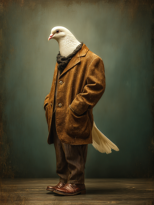 The Doves in Coats – 4er Bundle Digitale Wandkunst