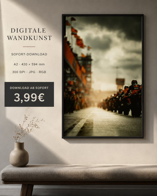 BEFORE THE LIGHTS™ – Cinematic Motorsport Wall Art | A2 Printable Poster