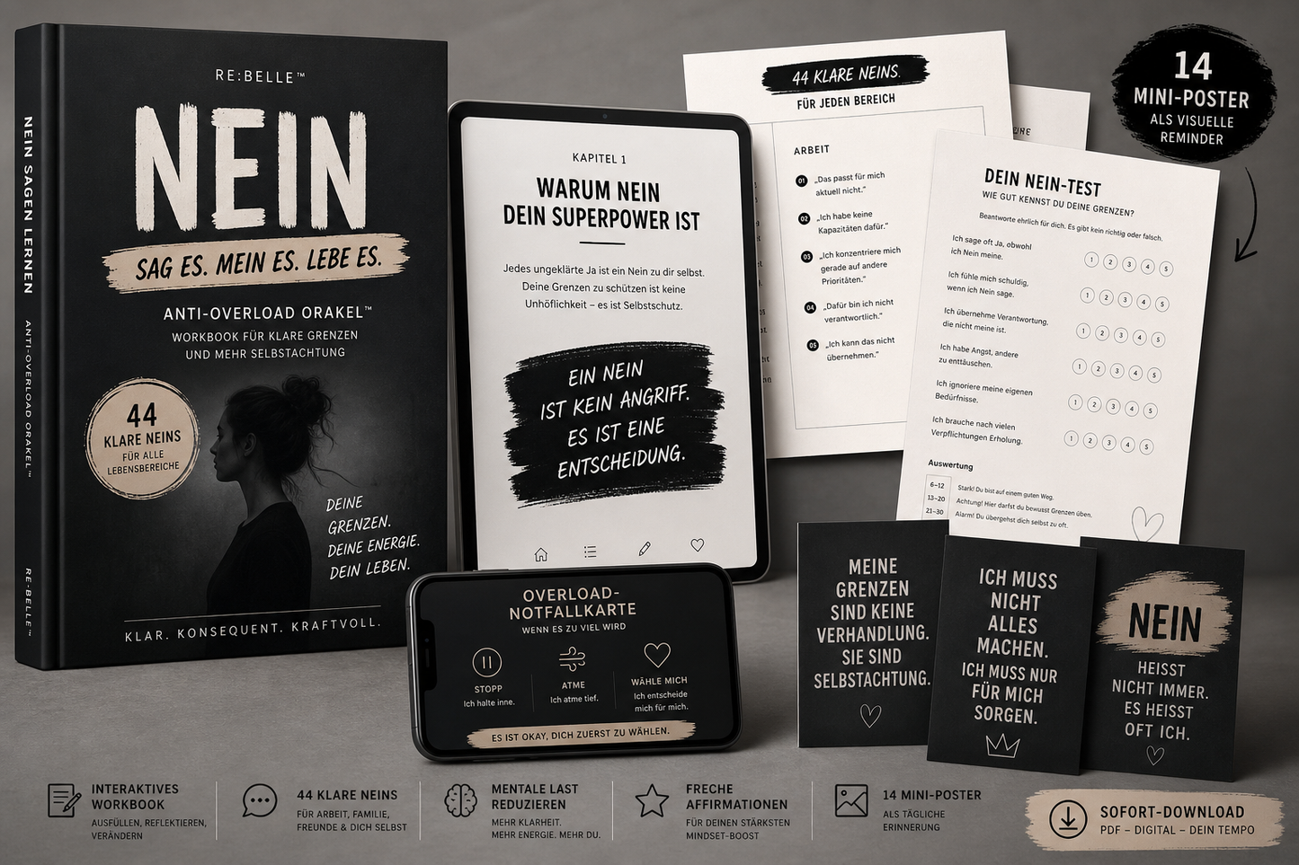 🖤 ANTI-OVERLOAD ORAKEL™ Sag Nein. Und mein es. Das Anti-Overload-Orakel – Dein digitales Neinsager-Tool Du bist nicht überfordert, weil dein Leben zu viel ist. Du bist überfordert, weil du zu selten Nein sagst.