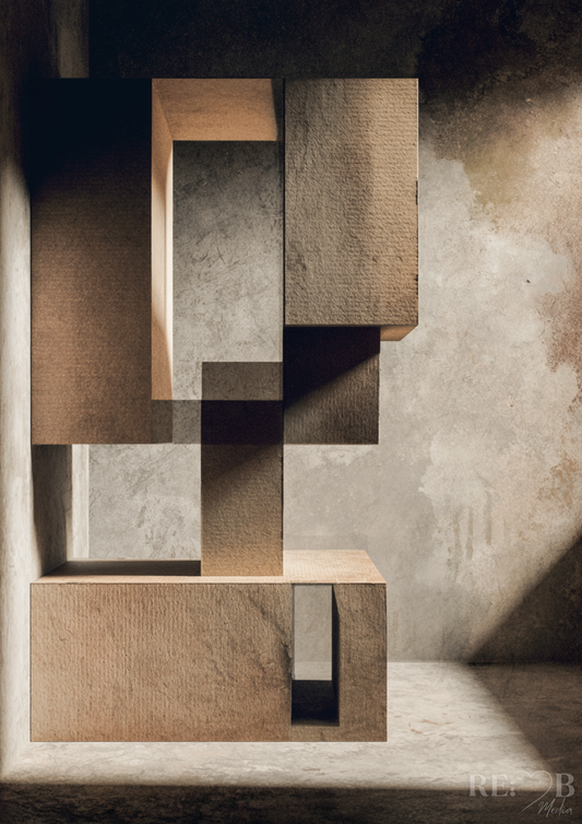 RAUM IN DIR – Architektonische Stille als 4er Poster Bundle | A2 Download Vier Bilder, die nicht schreien. Sie ziehen dich rein. Schicht für Schicht. Minimalismus, der nicht leer ist – sondern bewusst.