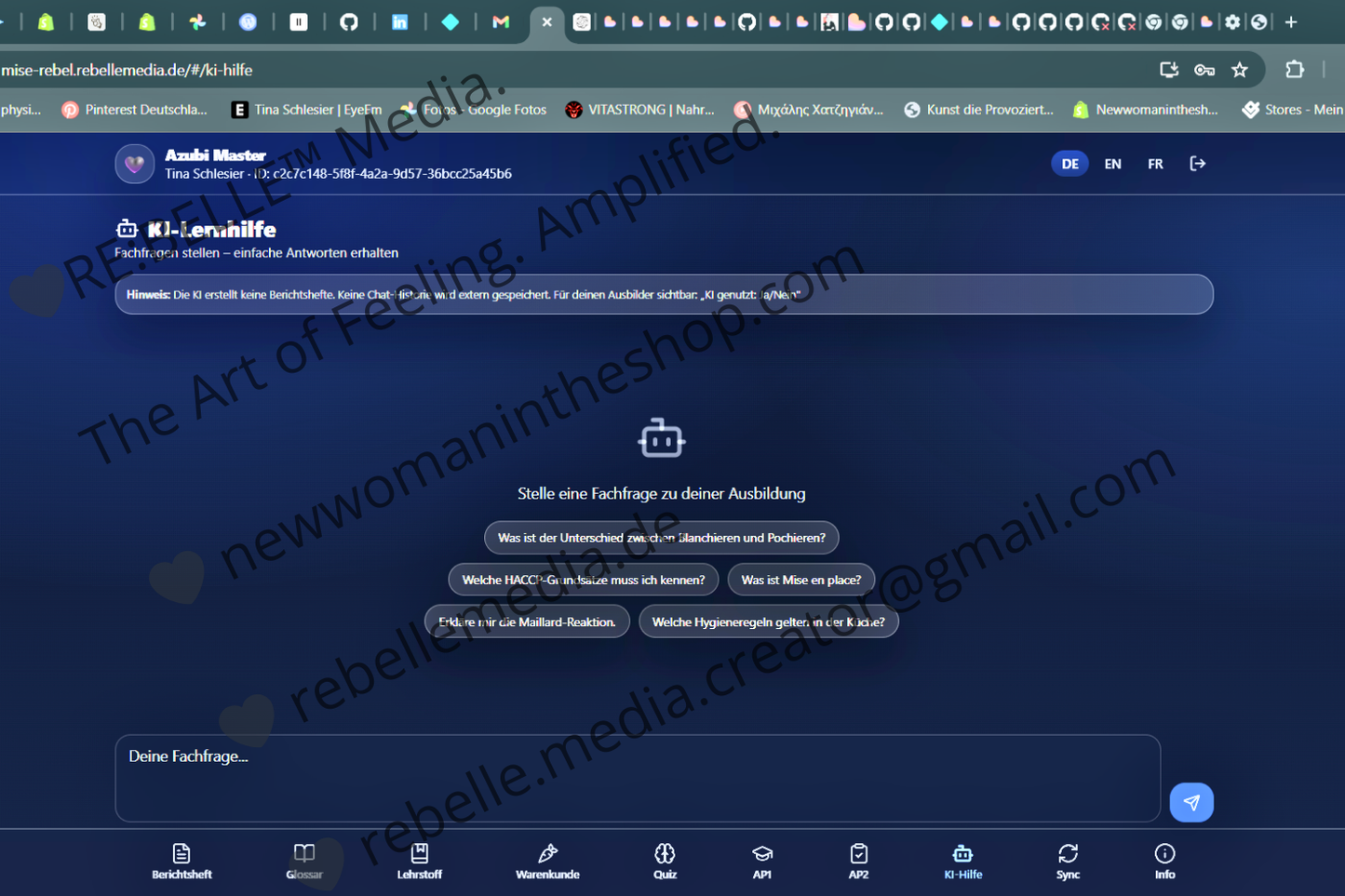 MiseRebel · Azubi Master – Offline-Paket Berichtsheft + AP1/AP2 Training + Ausbilder-Dashboard