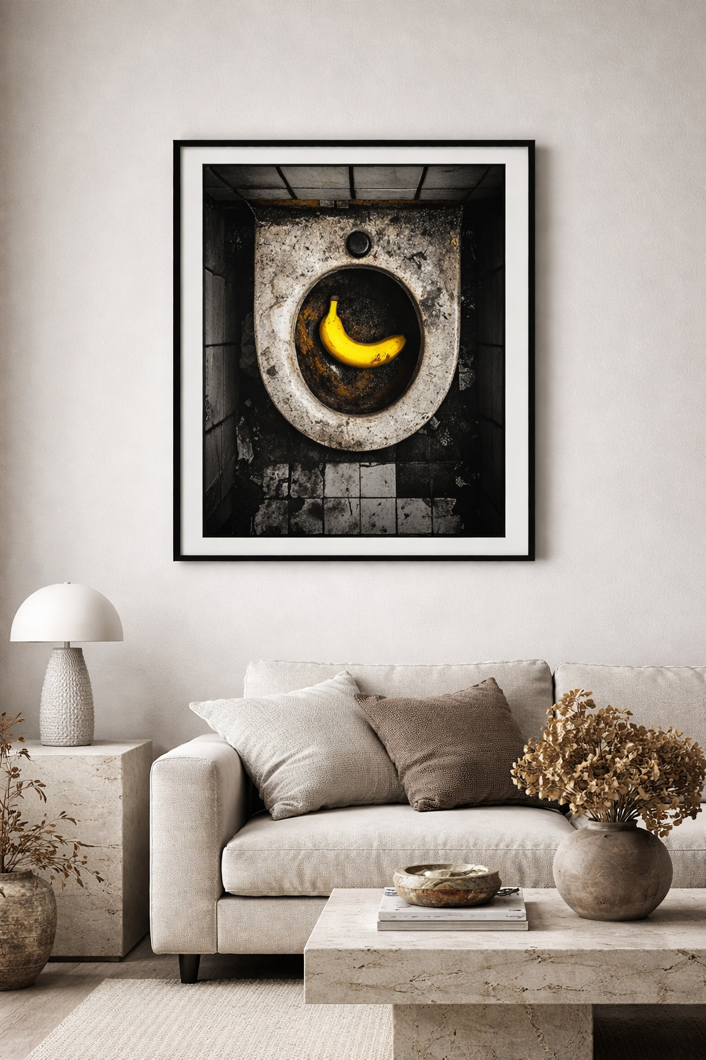 Urban Grunge Art: "Banane im Abgrund" – Provokanter Kunstdruck
