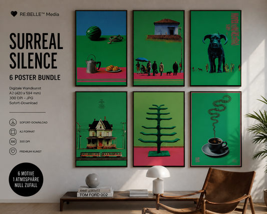 Surreal Silence Bundle – 6 A2 Poster zwischen Realität & Traum | 🖤 RE:BELLE™ Media Sechs Bilder. Keine Erklärung. Nur Spannung zwischen dem, was ist – und dem, was du darin siehst.  Nicht laut. Aber unmöglich zu ignorieren.
