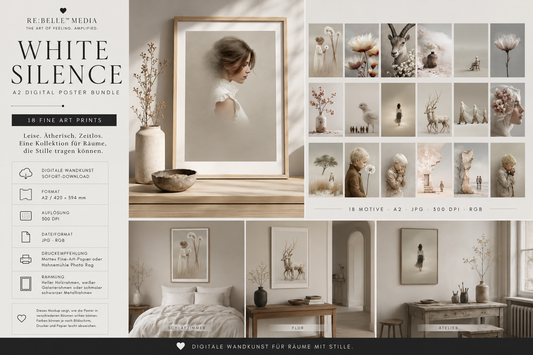 WHITE SILENCE — A2 Digital Poster Bundle | 18 Printable Fine Art Prints