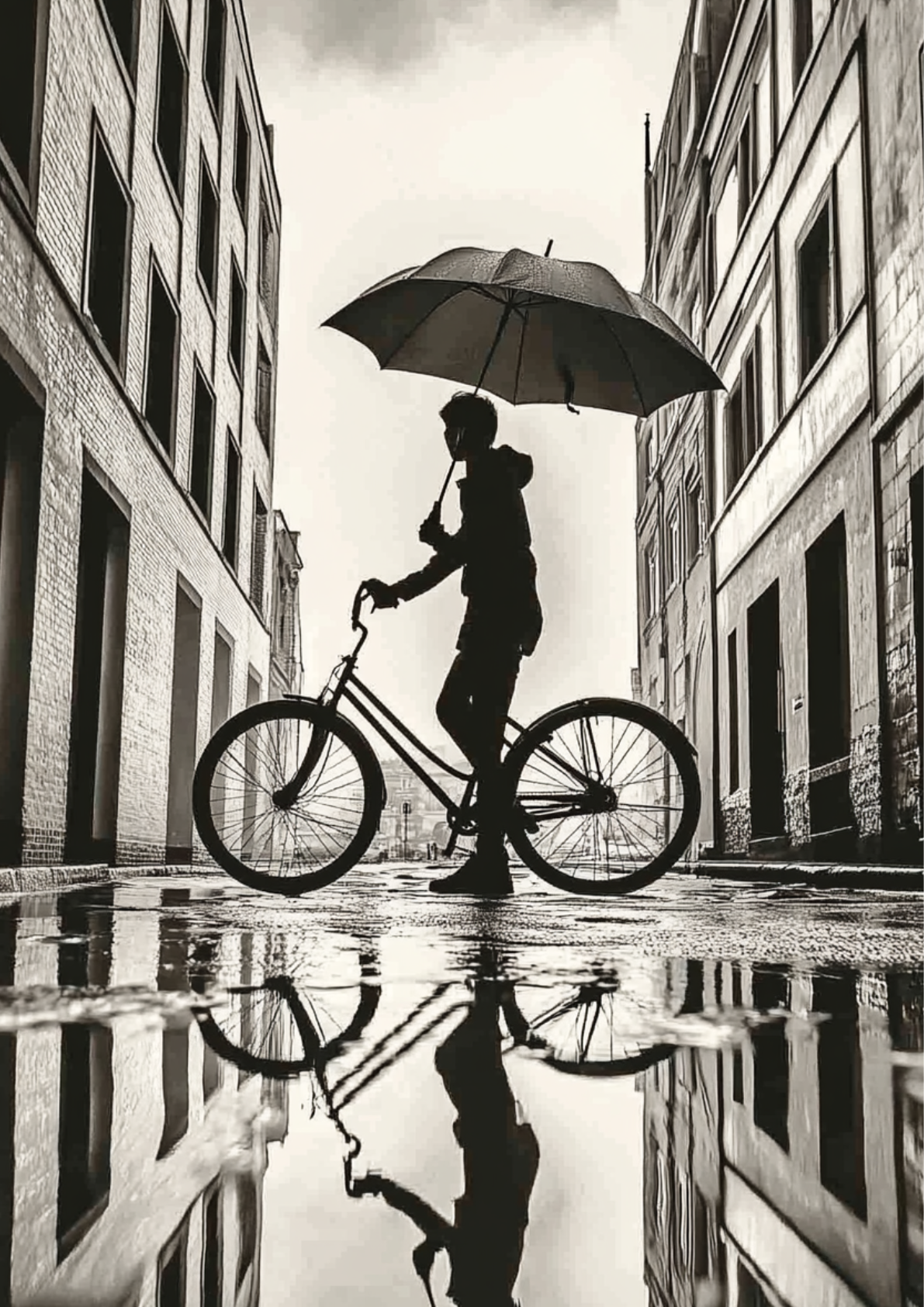Shadow Ride No. 01 | Printable Wall Art A2 Ein Fahrrad. Ein Schatten. Ein stiller Moment zwischen Bewegung und Erinnerung. Diese digitale Wandkunst wirkt wie eine Szene, die man nicht erklärt – sondern spürt.