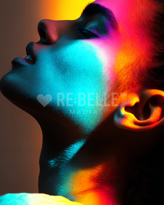 FLAMMEN IM STILLEN – Empowerment Portrait in Neonlicht (A2 Download)