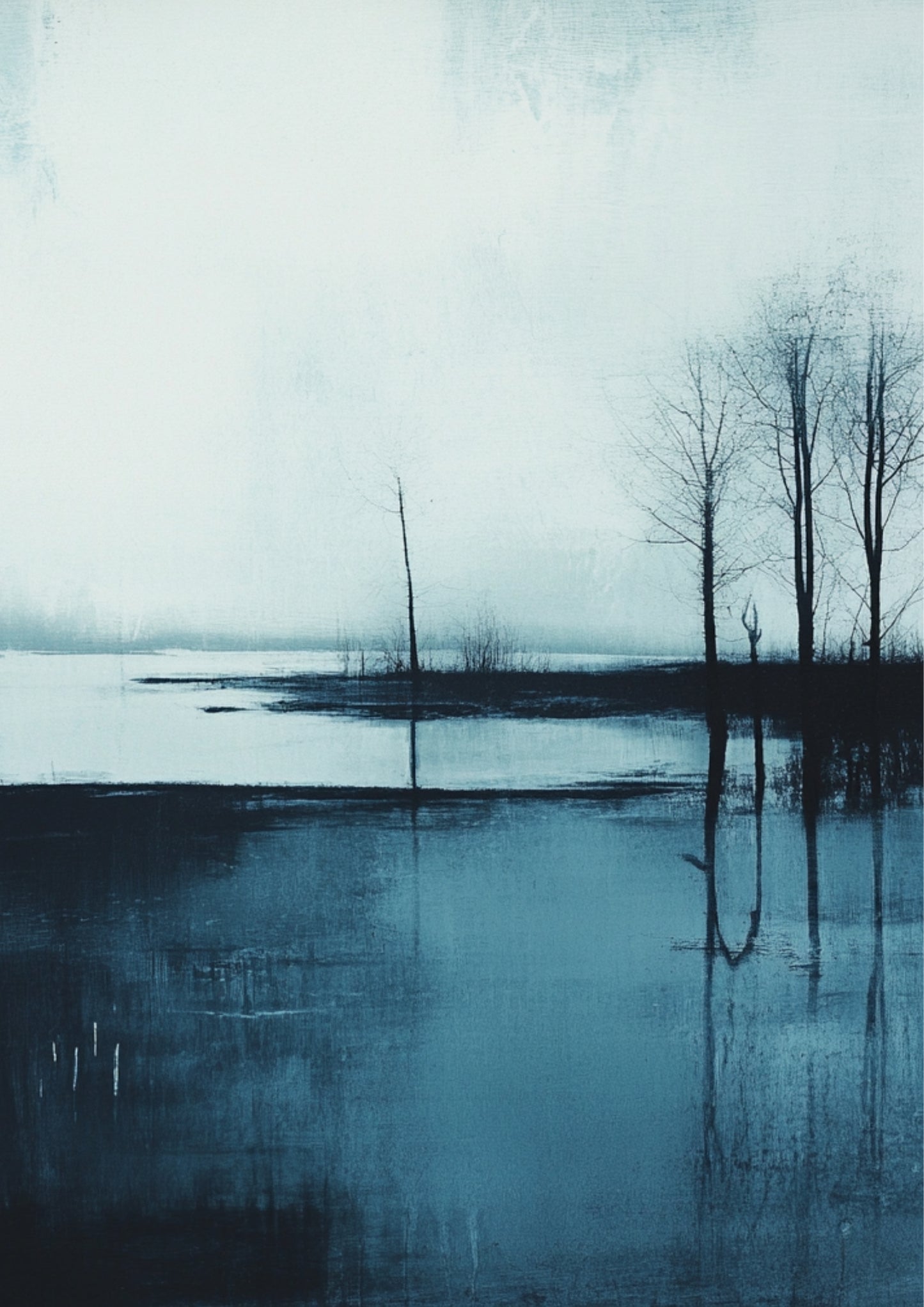 Blue Silence – Abstrakte Landschaft als Download Bundle Manche Bilder dekorieren. Diese halten den Raum an. 🖤  Blue Silence ist ein vierteiliges Printable Wall Art Bundle in tiefem Blau und kühlem Weiß