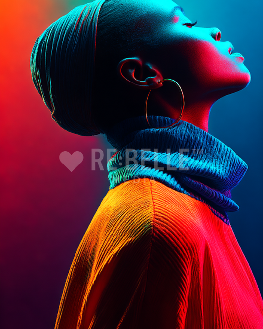 FLAMMEN IM STILLEN – Empowerment Portrait in Neonlicht (A2 Download)