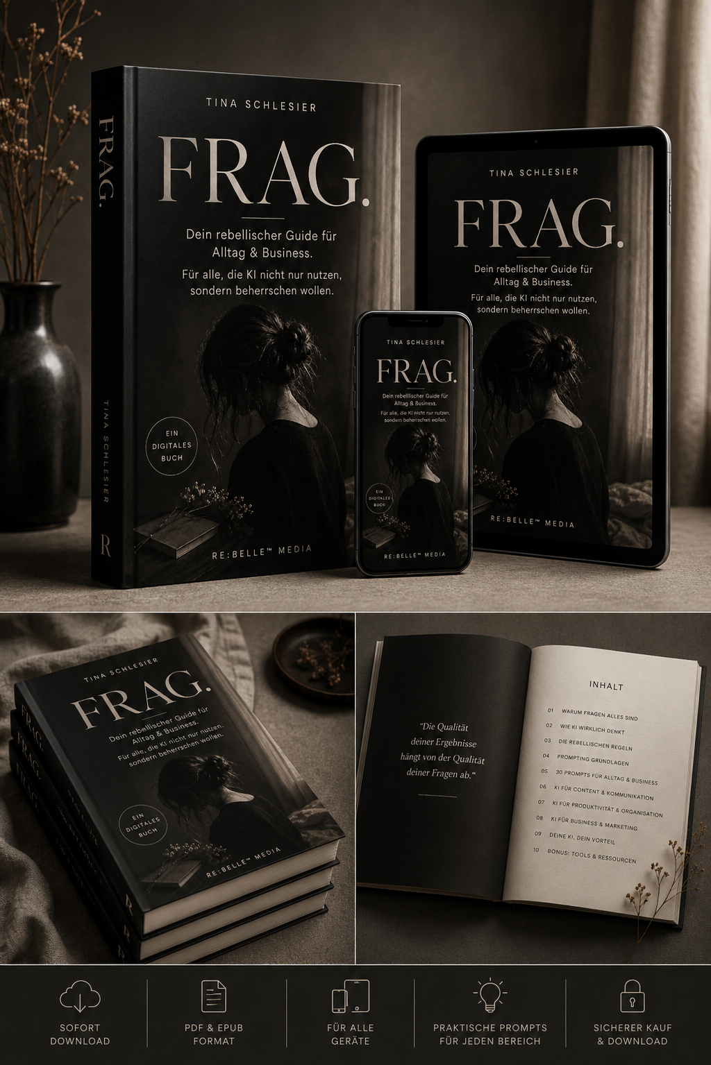 ChatGPT Guide: Frag schlau statt doof Frag nicht doof, frag schlau – das 1×1 mit ChatGPT. Dein rebellischer Guide für Alltag & Business. Klartext, System, sofort umsetzbar. 🖤 RE:BELLE Media.