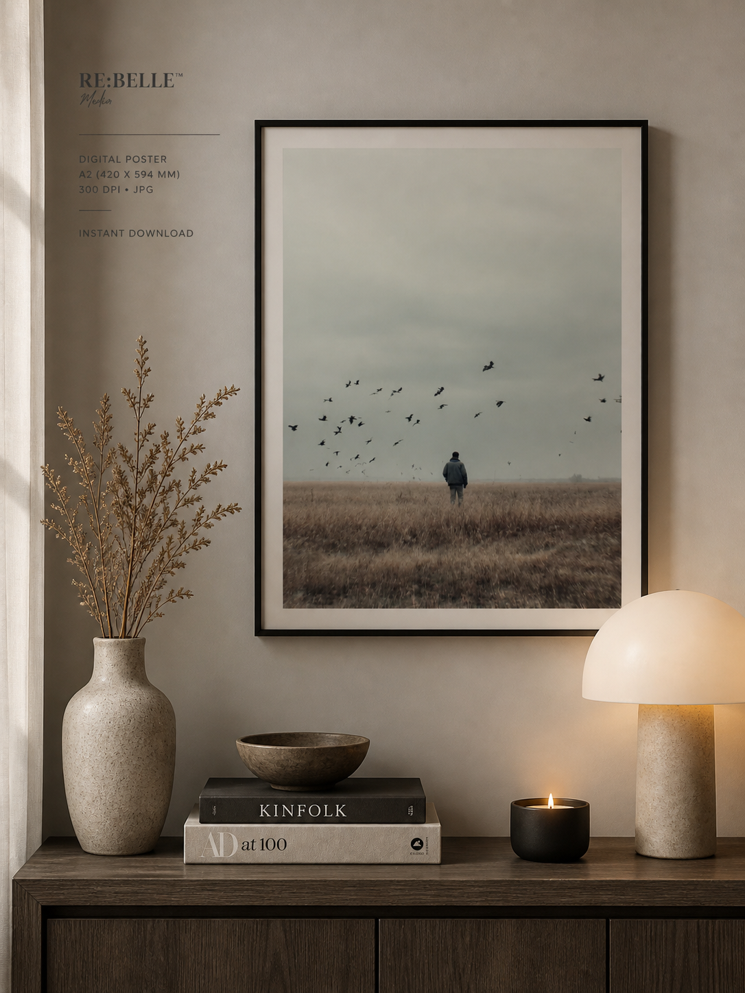 Where Noise Ends – Cinematic Loneliness Poster | Fine Art Printable Wall Art A2 Nicht jede Leere fühlt sich falsch an. Manche schafft endlich Raum zum Atmen. 🖤