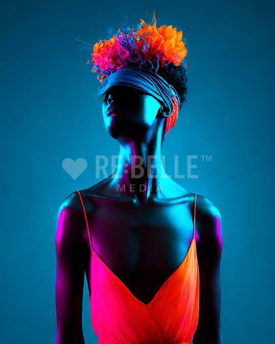 FLAMMEN IM STILLEN – Empowerment Portrait in Neonlicht (A2 Download)