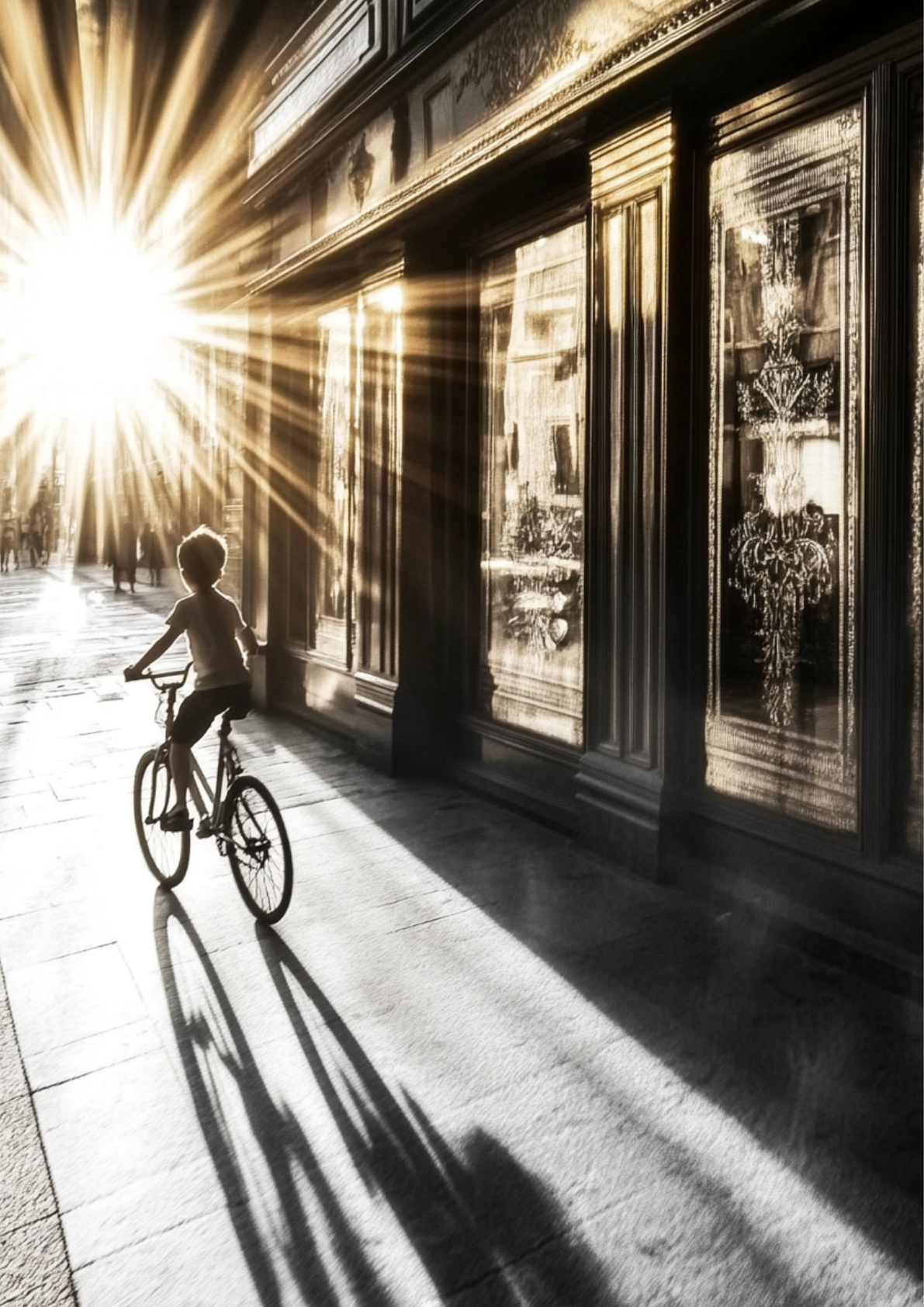 Shadow Ride No. 01 | Printable Wall Art A2 Ein Fahrrad. Ein Schatten. Ein stiller Moment zwischen Bewegung und Erinnerung. Diese digitale Wandkunst wirkt wie eine Szene, die man nicht erklärt – sondern spürt.