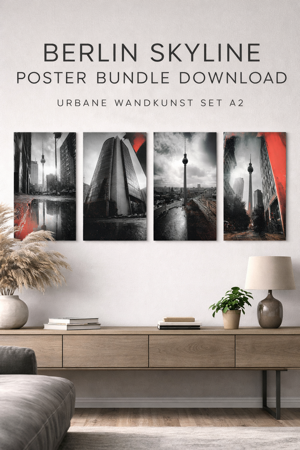 Berlin Noir Skyline Poster Download – Urbane Wandkunst