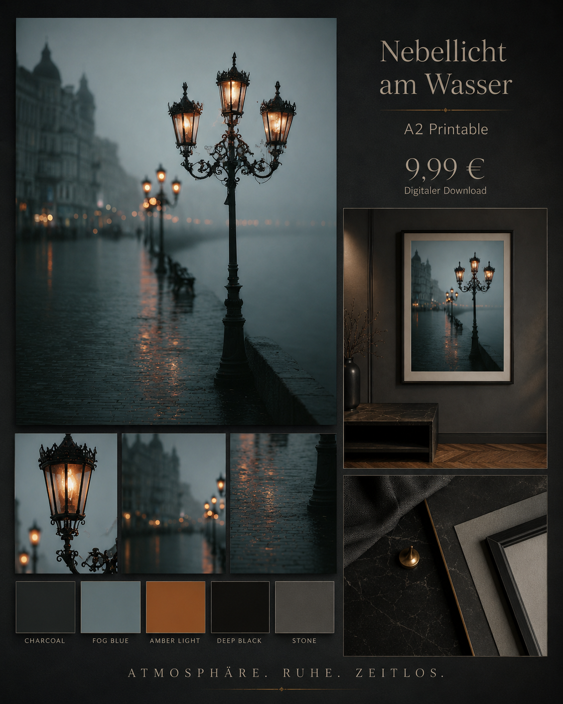 Nebellicht am Wasser | A2 Poster Download