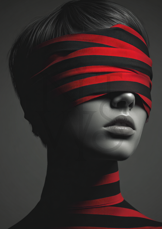 🖤 RE:BELLE™ BLINDFOLD Blind Vision – Red & Black Stripes