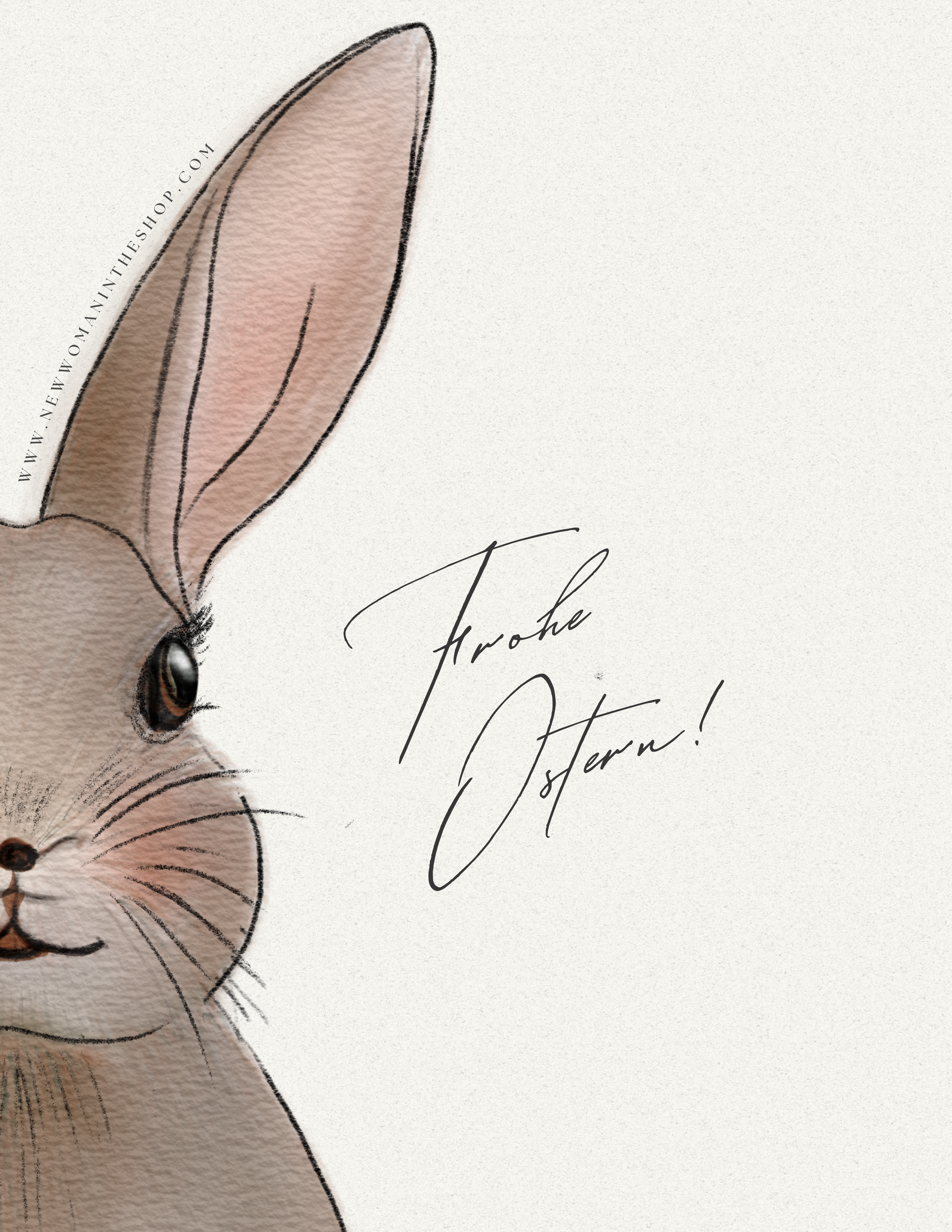 Digitaler Ostergruß – Frohe Ostern Karte mit Häschen | Sofort-Download als PDF oder PNG