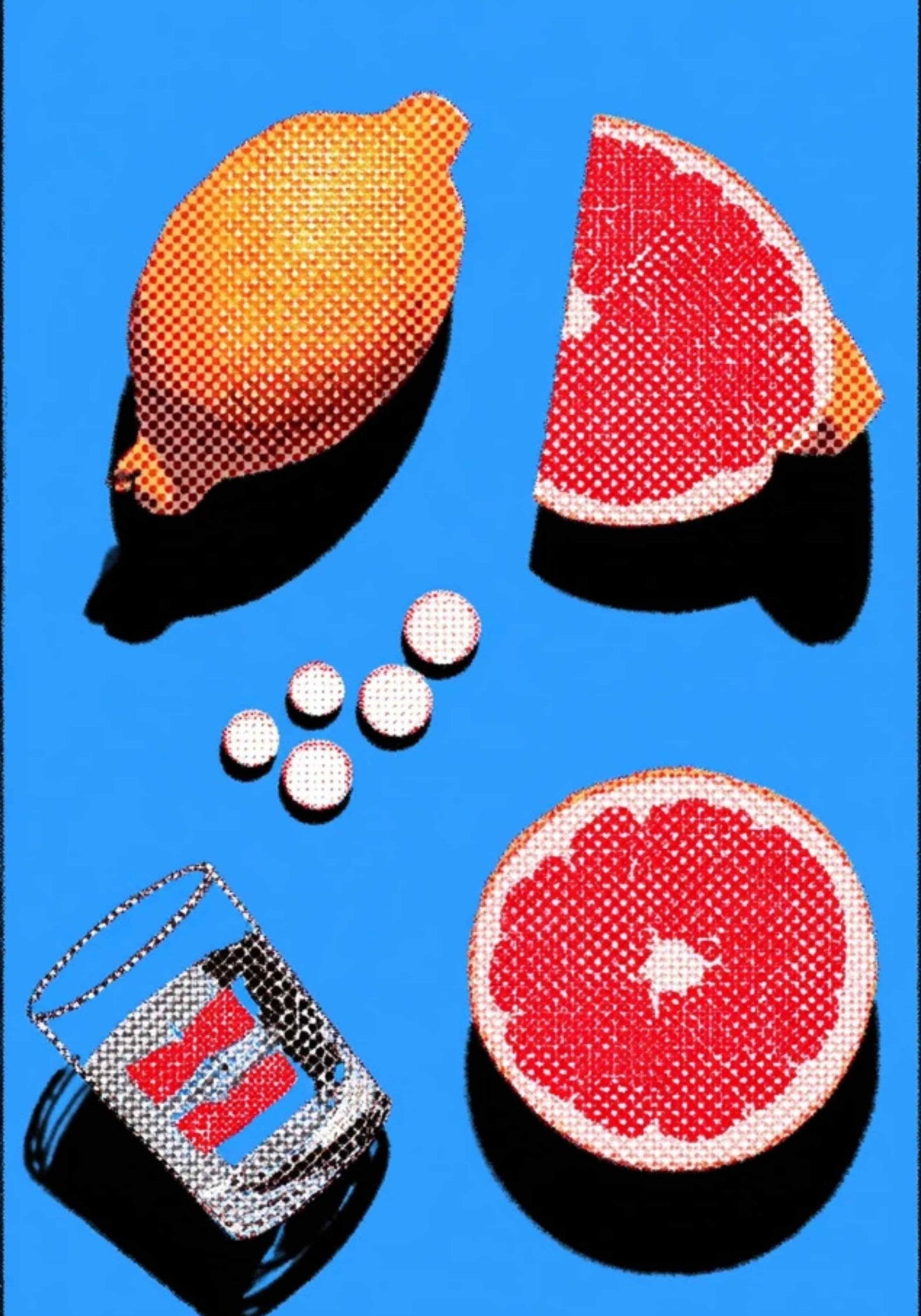 POP NOISE – Cyan Red Halftone Poster Bundle | A2 Digitale Wandkunst Set (8 Motive)