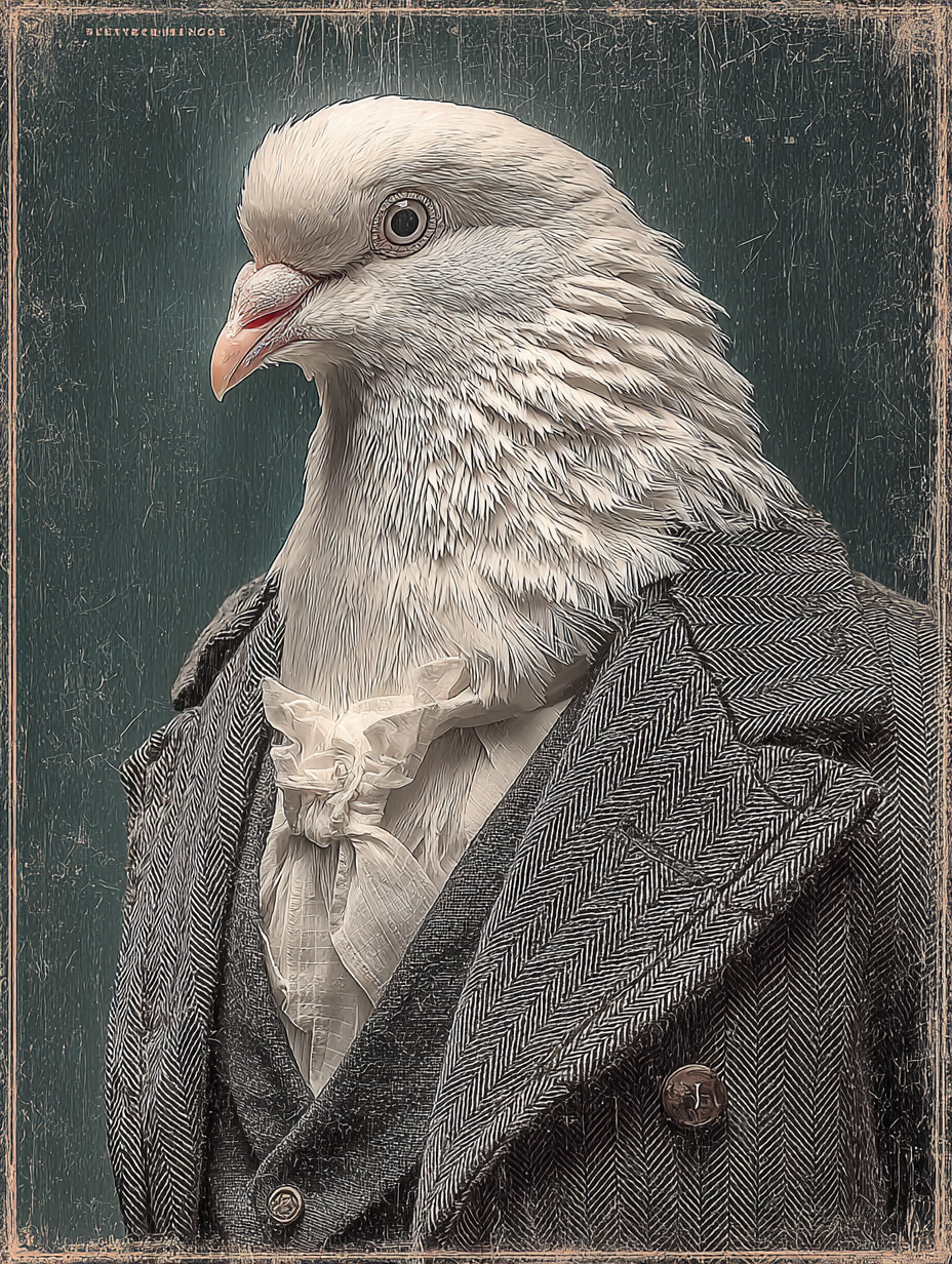 The Doves in Coats – 4er Bundle Digitale Wandkunst