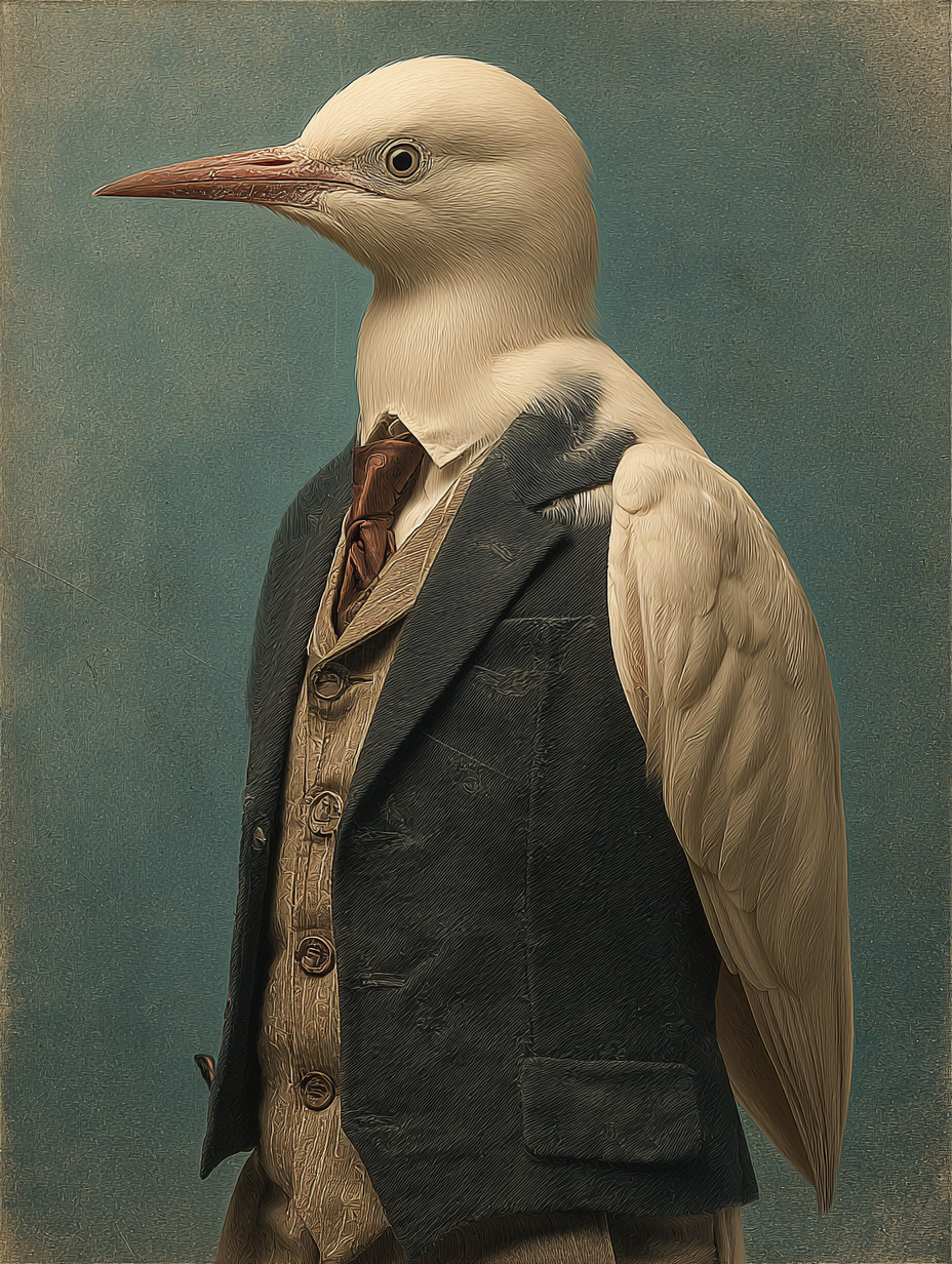 The Doves in Coats – 4er Bundle Digitale Wandkunst