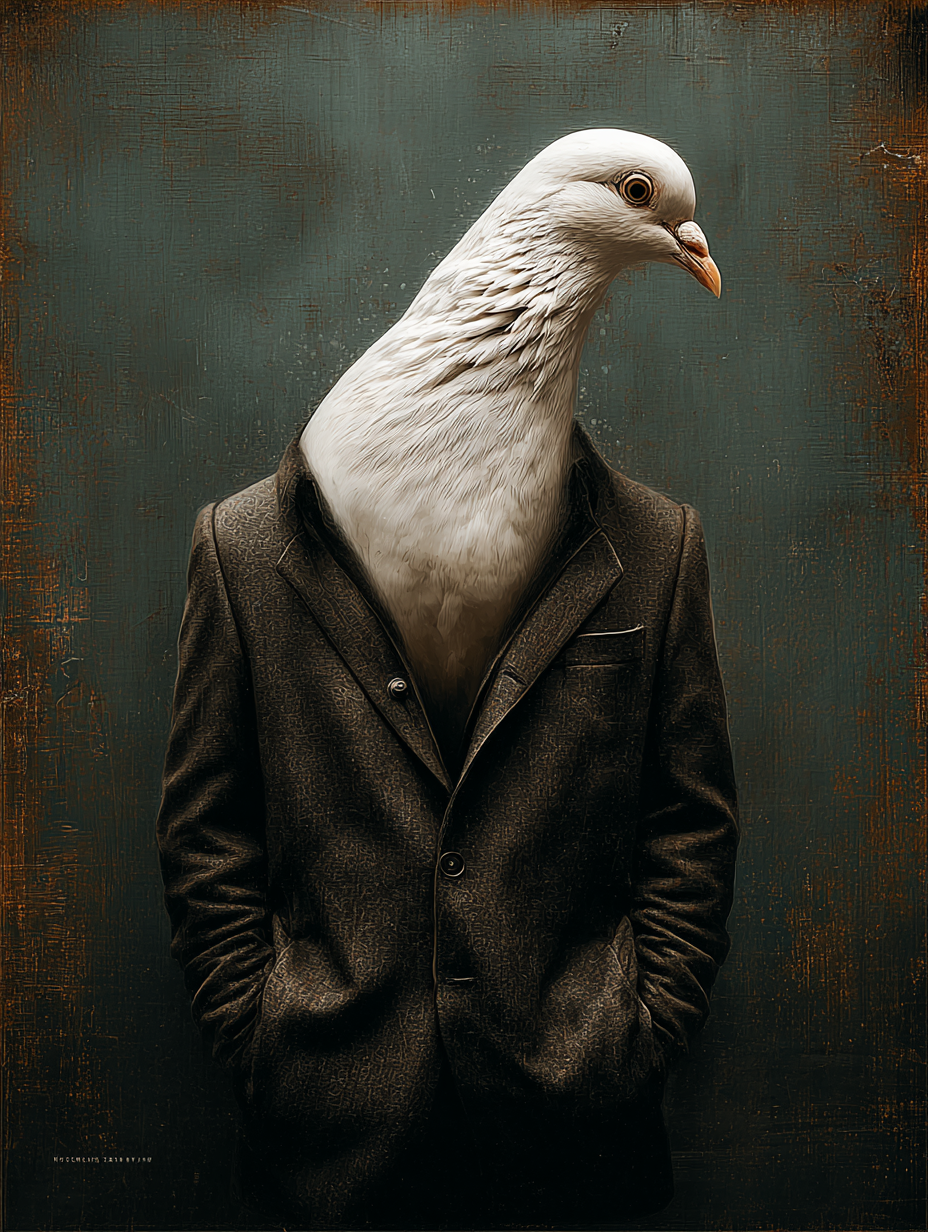 The Doves in Coats – 4er Bundle Digitale Wandkunst