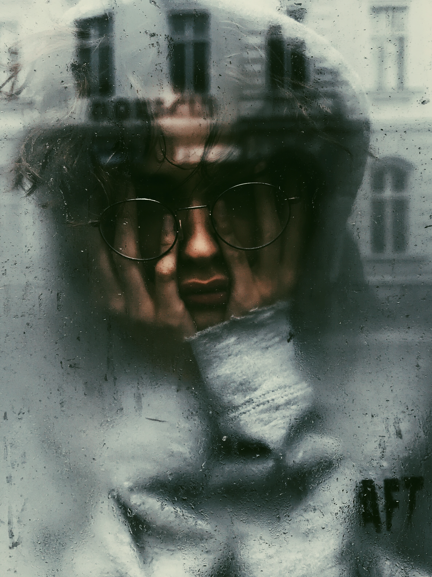 Lost Behind Rain – Dark Editorial Digital Poster