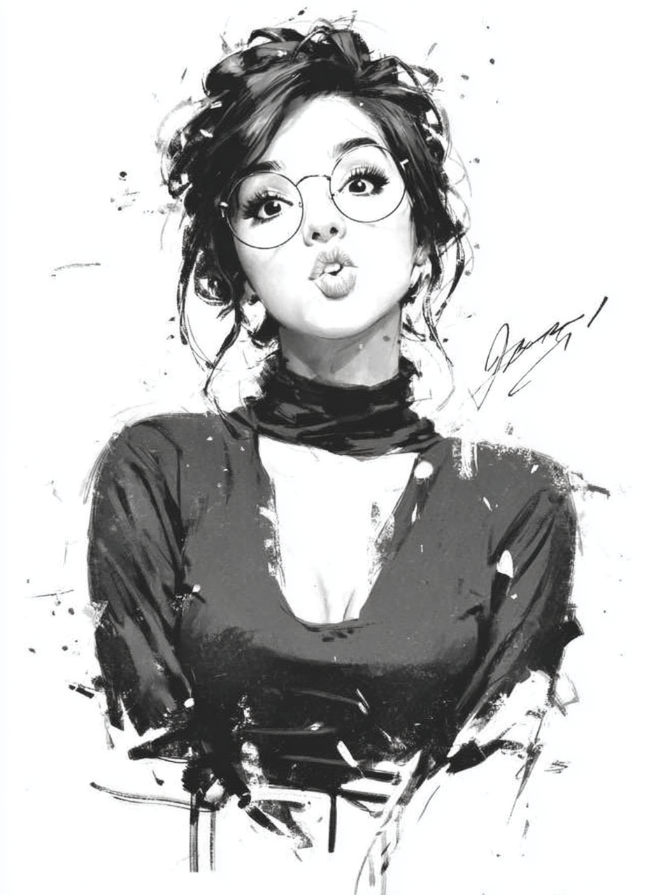 Ink Muse Collection – Printable Wall Art A2 Vier Gesichter. Vier Haltungen. Zwischen Tusche, Blicken und stiller Rebellion entsteht eine Serie, die weniger dekoriert als definiert.