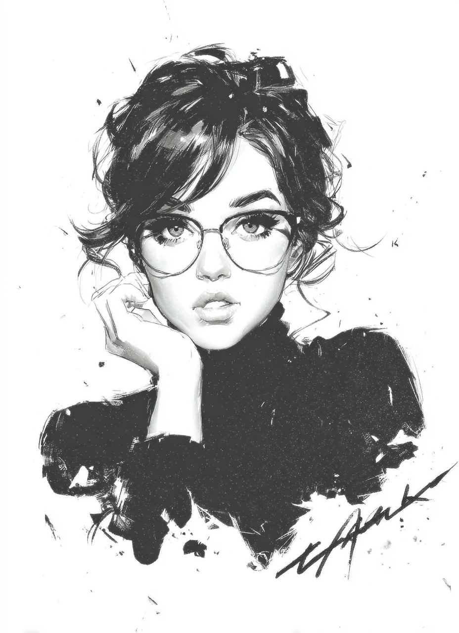Ink Muse Collection – Printable Wall Art A2 Vier Gesichter. Vier Haltungen. Zwischen Tusche, Blicken und stiller Rebellion entsteht eine Serie, die weniger dekoriert als definiert.