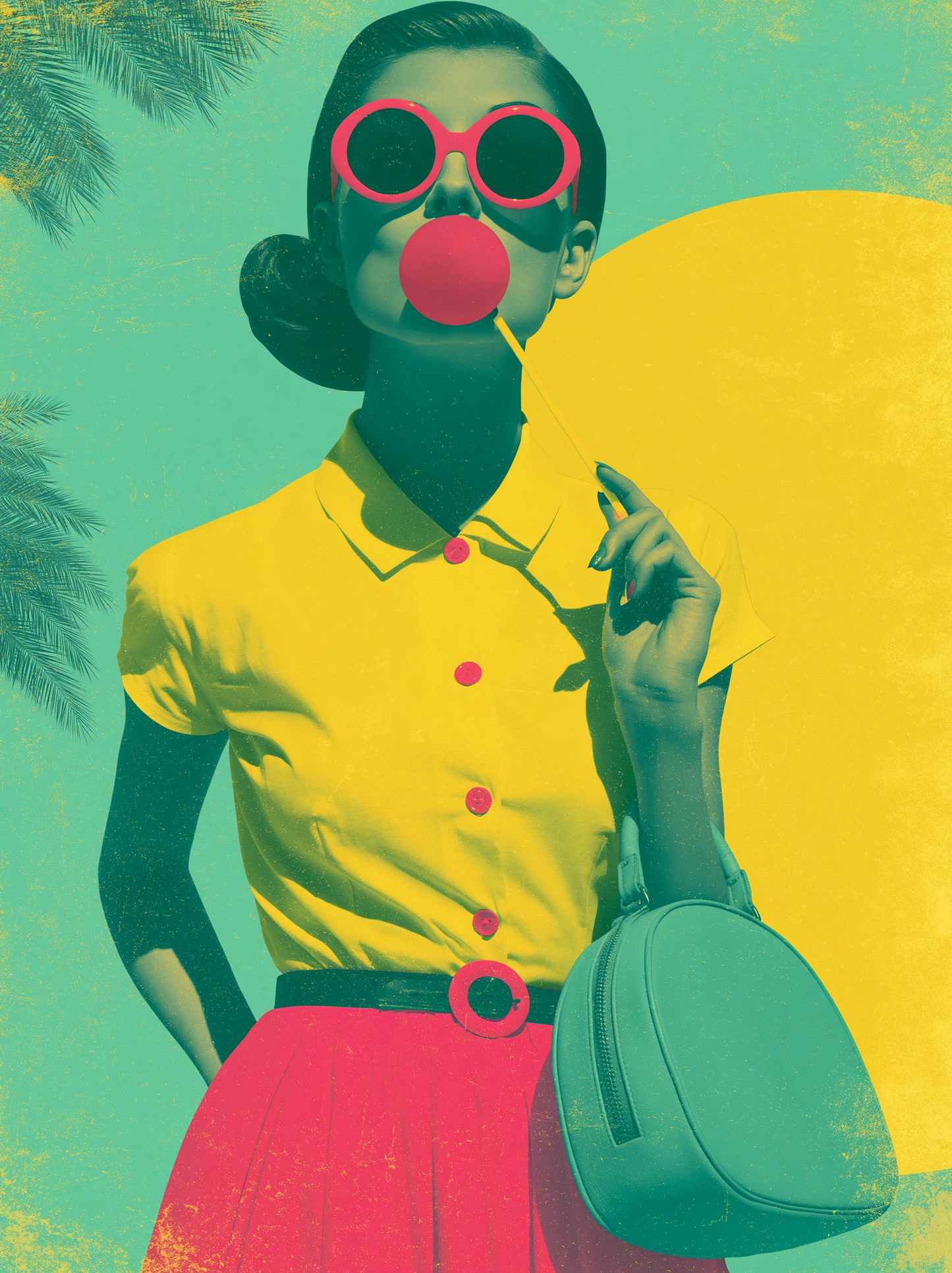 Bubblegum Summer Rebellion – Retro Pop Art Printable Poster A2