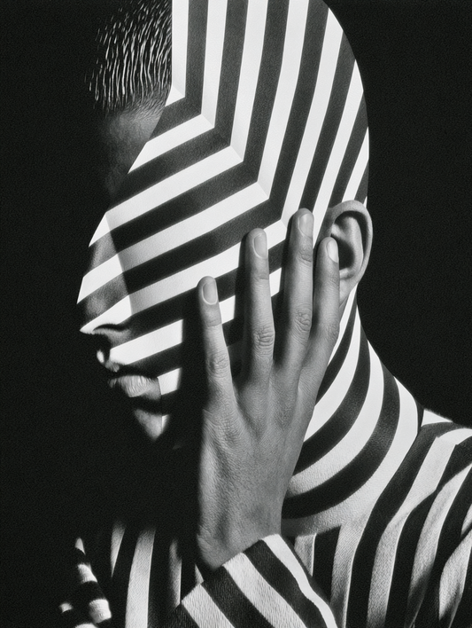 THE BLIND ANGLE™ – Schwarz-Weiß-Portrait als digitale A2 Wandkunst