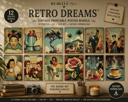 RE:TRO DREAMS™ – Vintage Printable Poster Collection Nicht alles Nostalgische will zurück. Manches will nur erinnern, wie sich Haltung anfühlt. 🖤