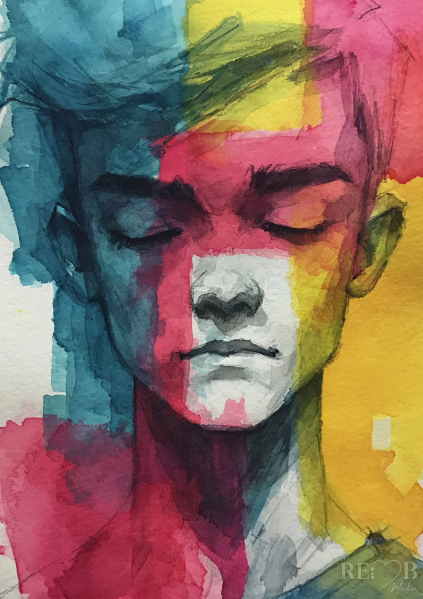 Fading Mind – Aquarell Poster A2 Download | Zwischen Rückzug, Farbe und Identität Er geht. Und irgendetwas bleibt zurück. Ein leiser Moment zwischen Auflösung, Farbe und Gedanken, die keiner sieht.