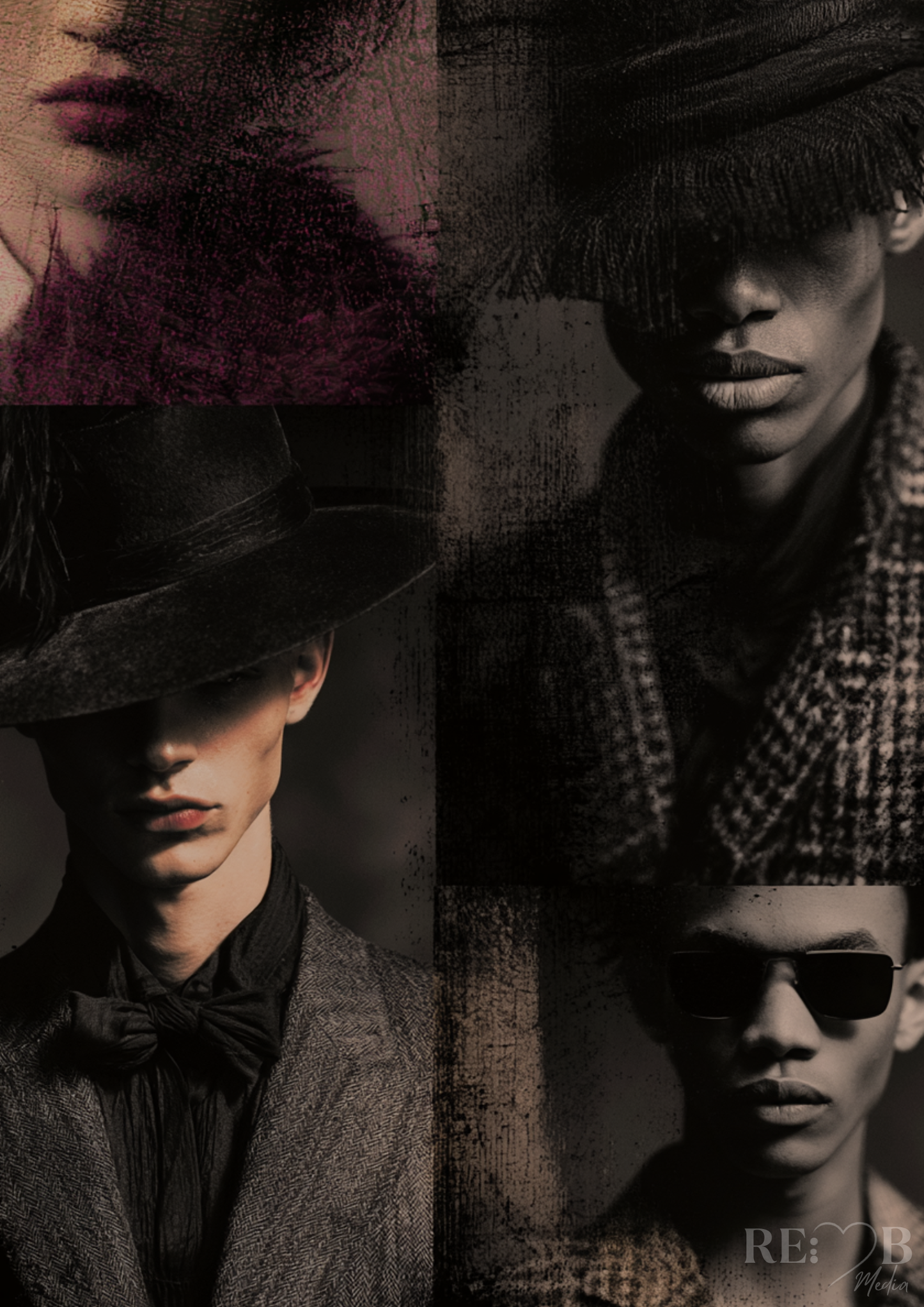 RE:BELLE™ Noir Identities – Edgy Fashion Portrait Bundle (A2 Printable, High-End Art Download) Nicht laut. Aber unübersehbar. Vier Charaktere. Vier Haltungen. Ein Raum, der plötzlich Haltung bekommt.