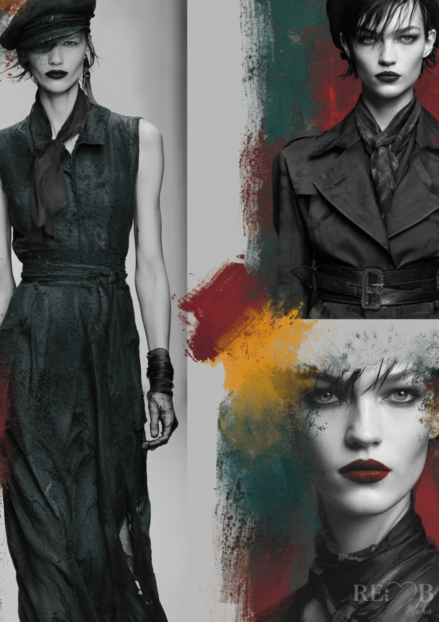 RE:BELLE™ Noir Identities – Edgy Fashion Portrait Bundle (A2 Printable, High-End Art Download) Nicht laut. Aber unübersehbar. Vier Charaktere. Vier Haltungen. Ein Raum, der plötzlich Haltung bekommt.