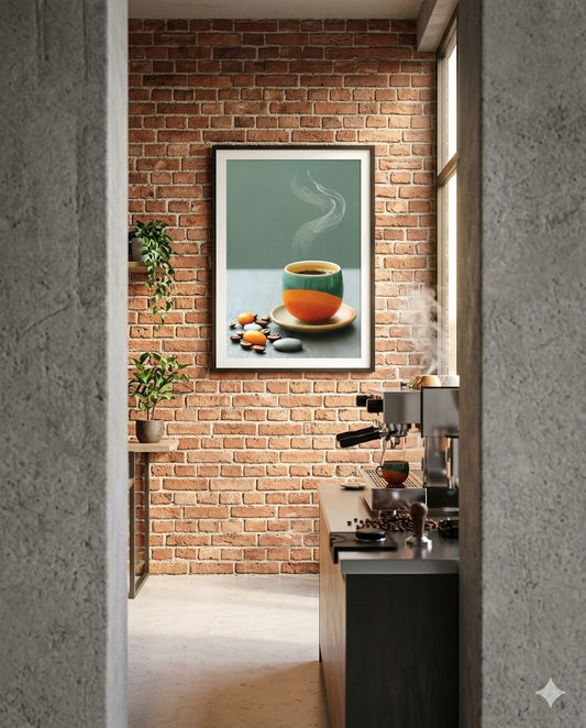 Dampfender Kaffee in zweifarbiger Tasse