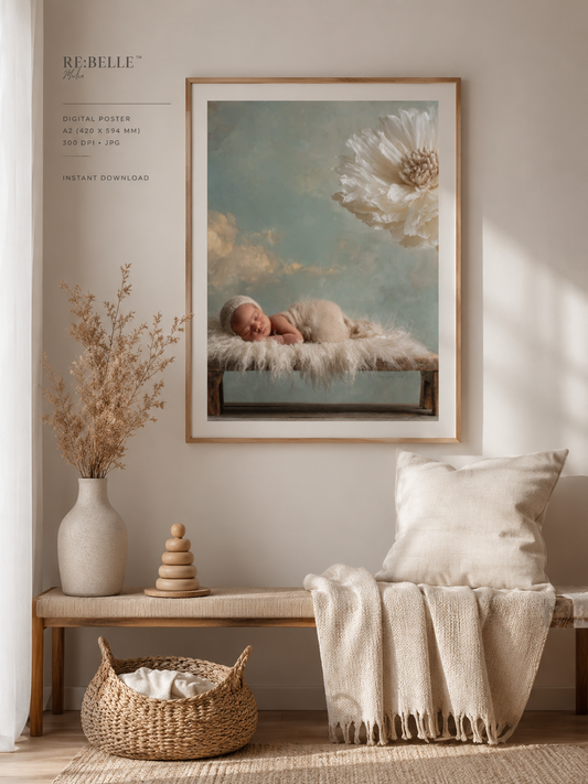 Still Before Becoming – Fine Art Baby Poster in Pastell | Printable Wall Art A2 Manche Bilder dekorieren keinen Raum. Sie beruhigen ihn. 🖤