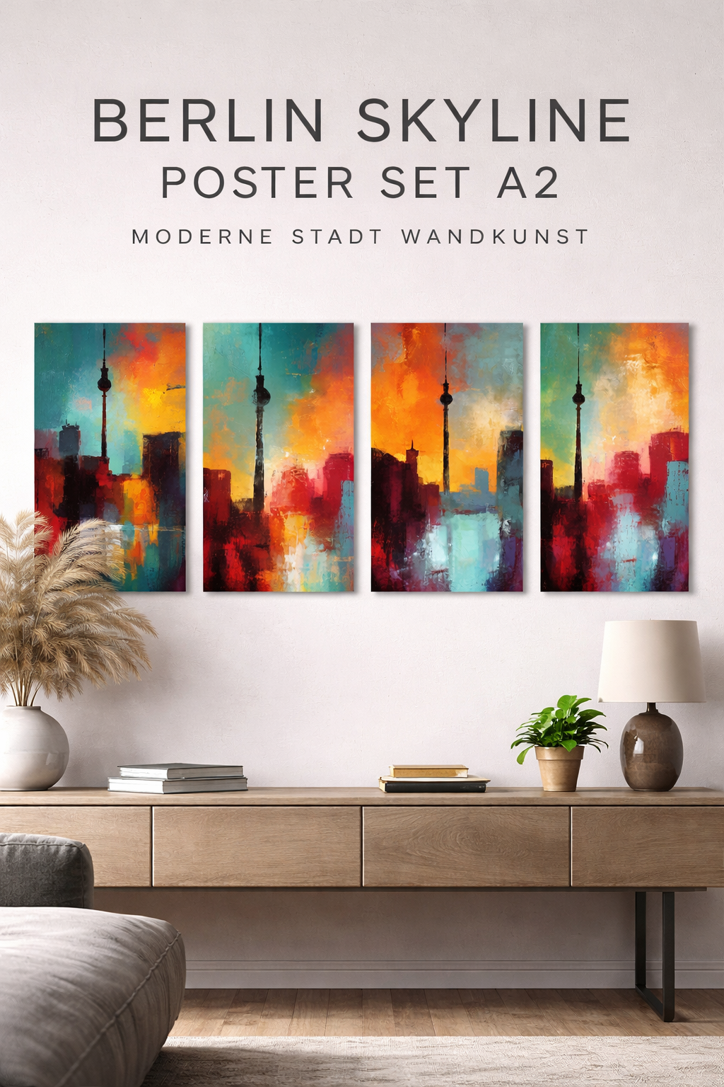 Berlin Skyline Poster Set A2 – Moderne Stadt Wandkunst Bundle (4 Prints Download)