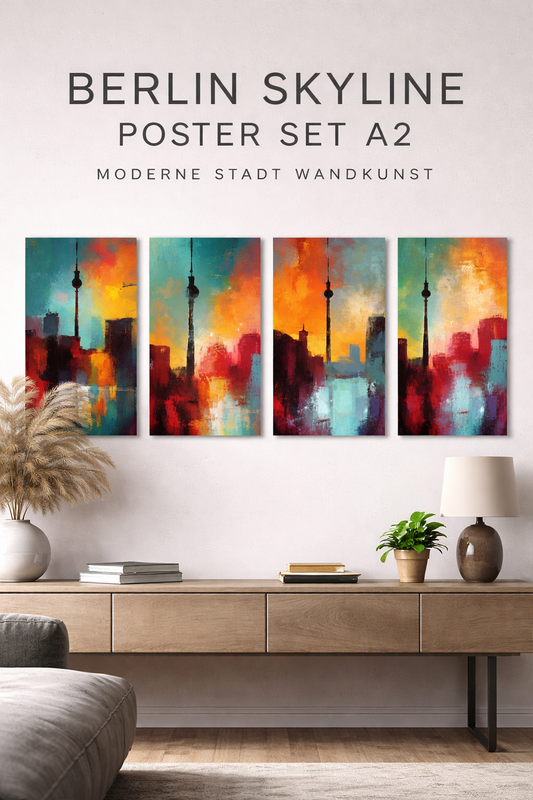 Berlin Skyline Poster Set A2 – Moderne Stadt Wandkunst Bundle (4 Prints Download)