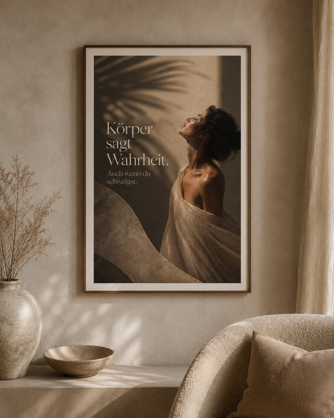 Körper sagt Wahrheit – A2 Printable Wall Art mit Licht, Schatten & stiller Präsenz