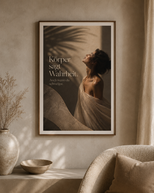 Körper sagt Wahrheit – A2 Printable Wall Art mit Licht, Schatten & stiller Präsenz