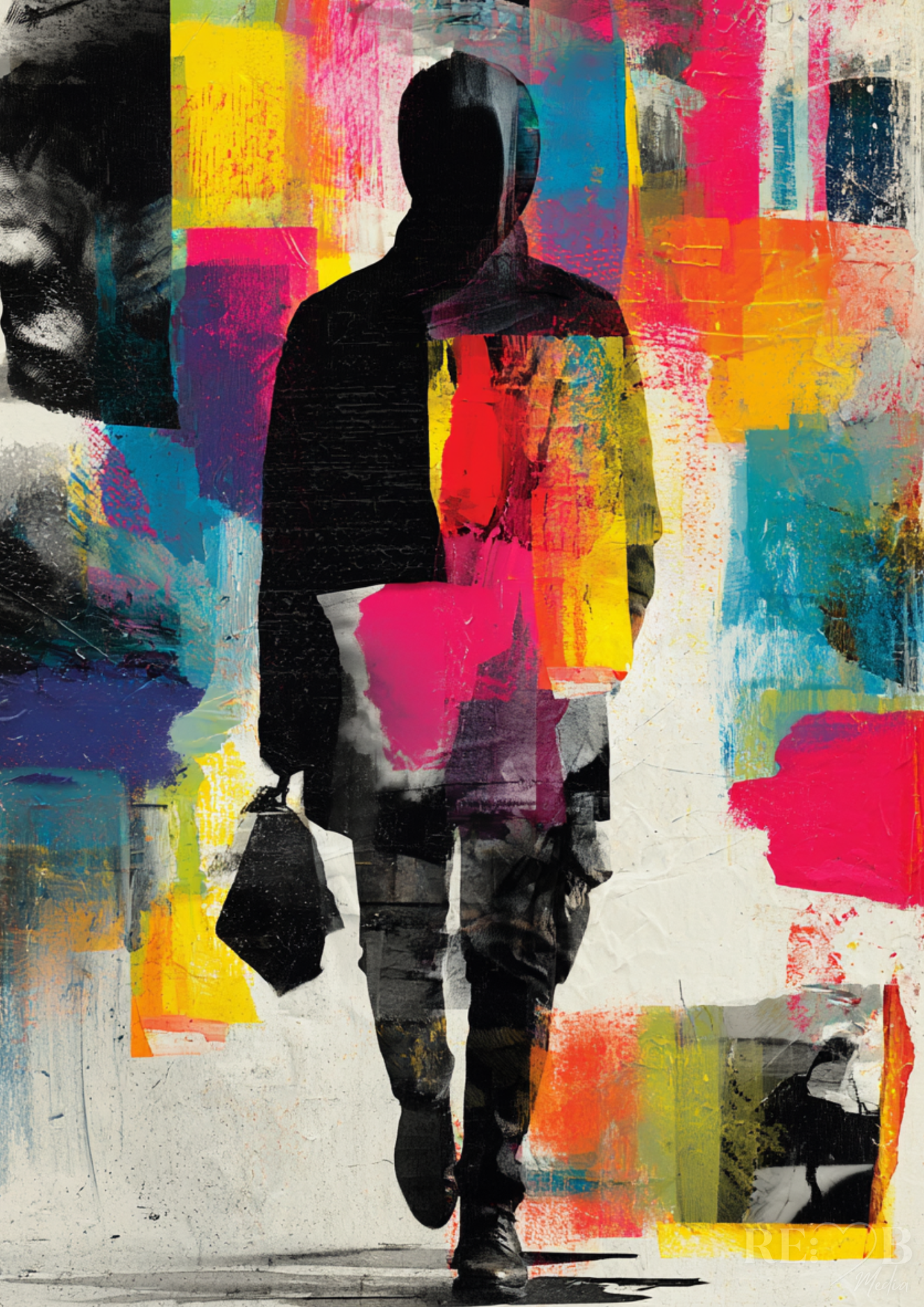 Fragmented Identity – Collage Poster A2 Download | Moderne Wandkunst zwischen Struktur & Gefühl  Nicht alles passt zusammen. Und genau darin entsteht Wahrheit. Ein visuelles Spiel aus Fragmenten, Farbe und Identität – roh, modern, unruhig schön.