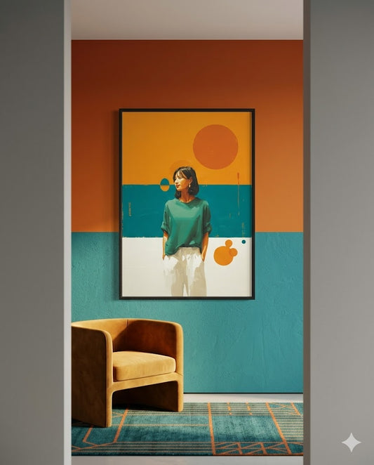 Verträumtes Porträt im Color-Blocking-Design