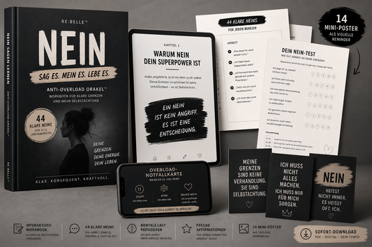 🖤 ANTI-OVERLOAD ORAKEL™  Sag Nein. Und mein es. Das Anti-Overload-Orakel – Dein digitales Neinsager-Tool Du bist nicht überfordert, weil dein Leben zu viel ist. Du bist überfordert, weil du zu selten Nein sagst.