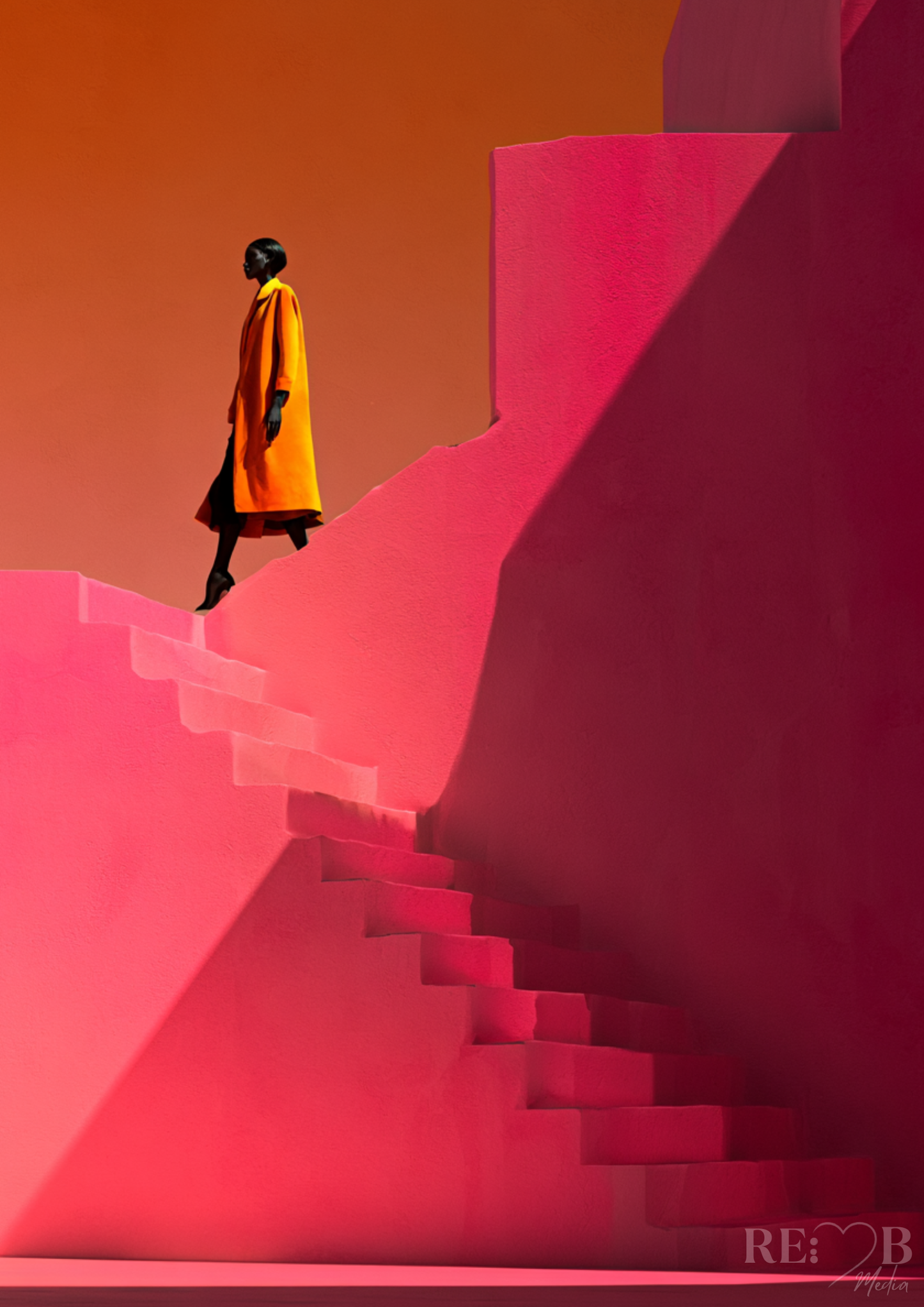 ASCENT – Modern Art Poster Bundle | Geometrische Modeästhetik in Pink, Orange & Gold (4er Set A2 Download) Vier Motive. Eine Richtung: nach oben. Dieses Bundle bringt Bewegung in Räume, die still geworden sind – klar, stark, unübersehbar.