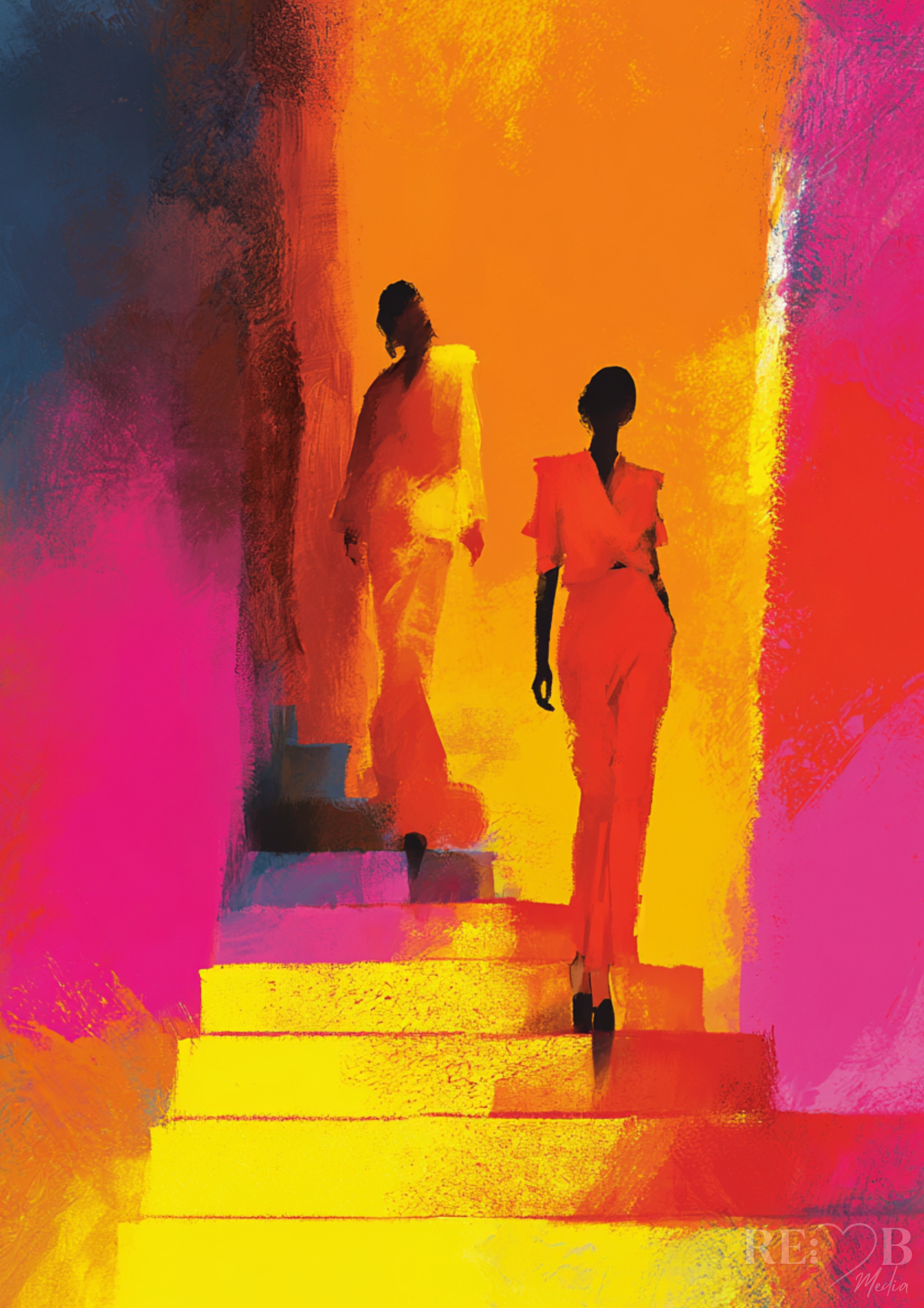 ASCENT – Modern Art Poster Bundle | Geometrische Modeästhetik in Pink, Orange & Gold (4er Set A2 Download) Vier Motive. Eine Richtung: nach oben. Dieses Bundle bringt Bewegung in Räume, die still geworden sind – klar, stark, unübersehbar.