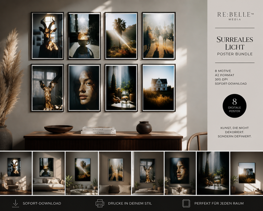 Licht bricht leise – Surreales Poster Bundle mit Kontrast & Stille | Printable Wall Art A2