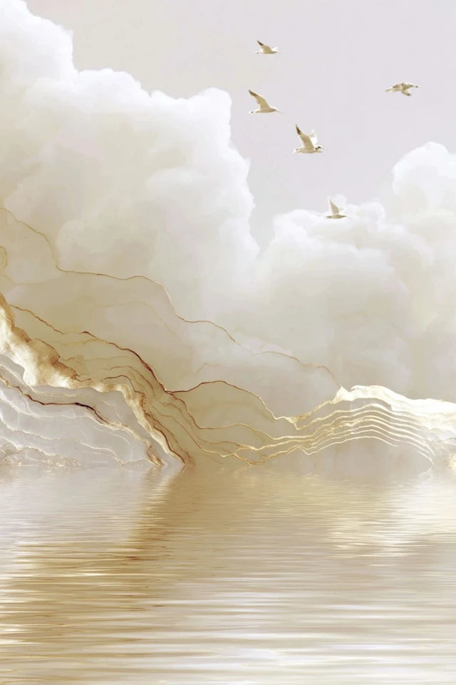 Goldene Stille – Minimalistische Ruhe als Printable Wall Art (A2 Download)   Nicht laut. Nicht viel. Nur genau das, was bleibt, wenn alles andere wegfällt.  Eine Serie aus Licht, Gold und Reduktion. Für Räume, die nicht erklären müssen.