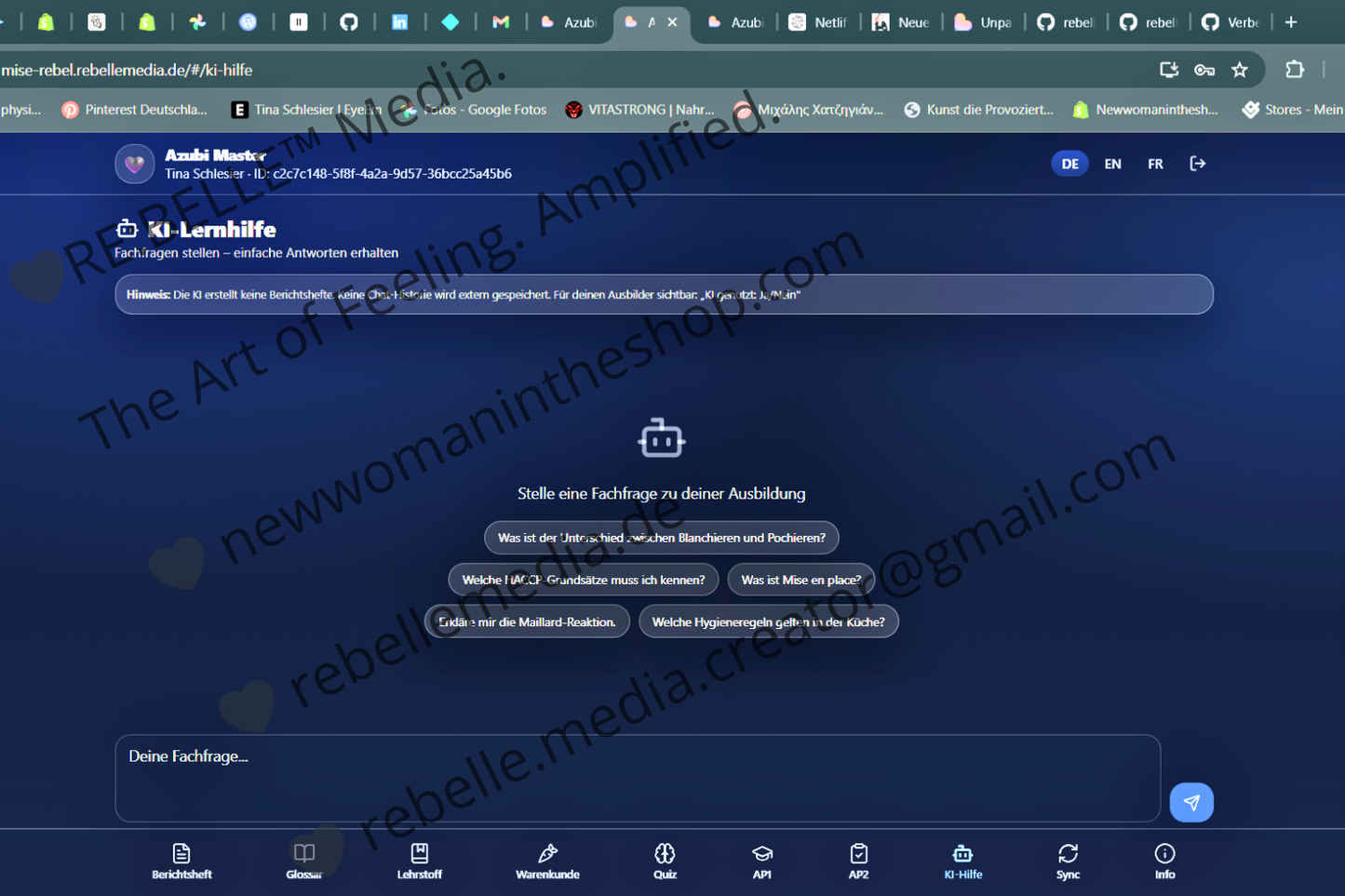 MiseRebel · Azubi Master – Offline-Paket Berichtsheft + AP1/AP2 Training + Ausbilder-Dashboard