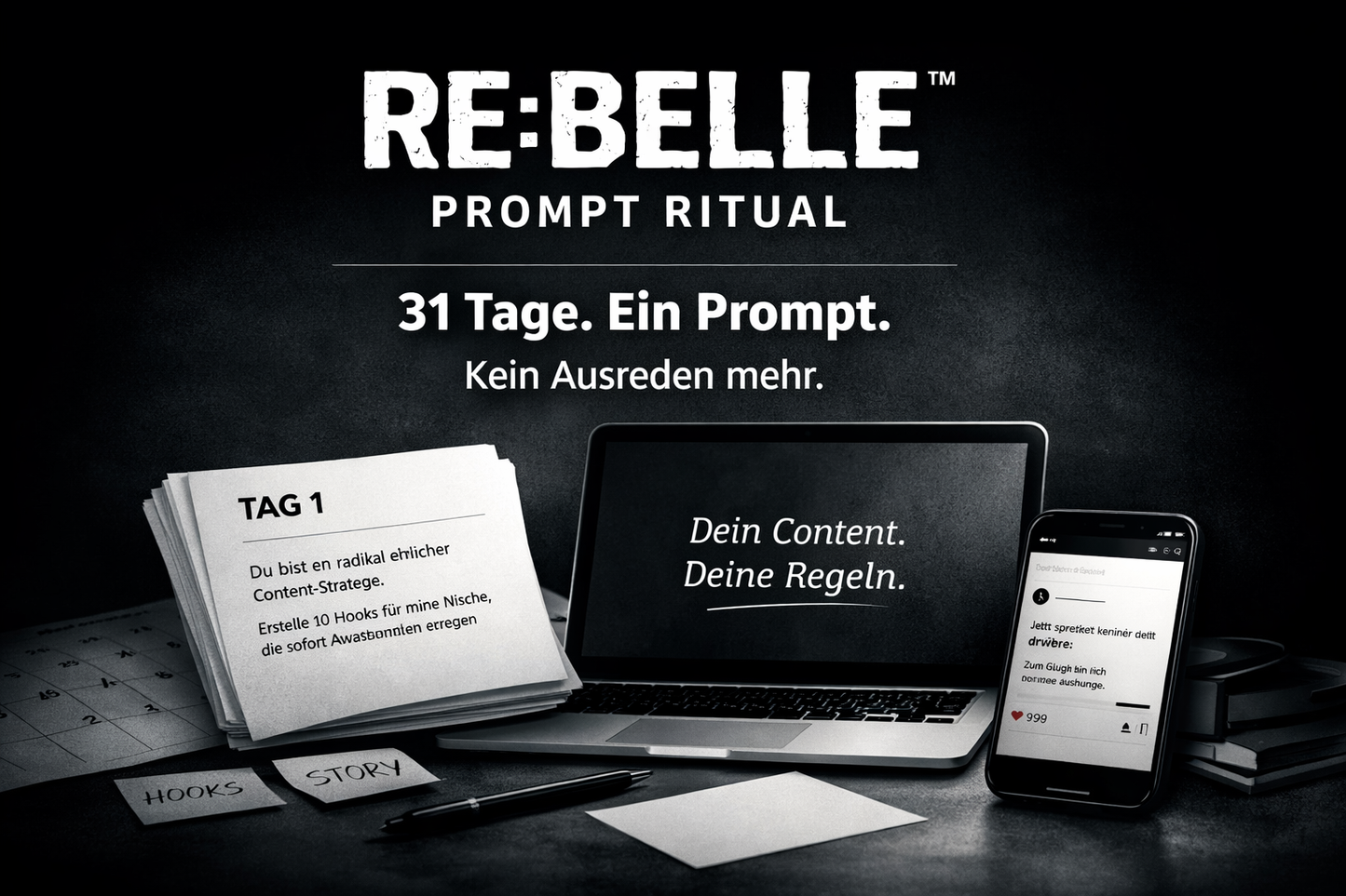 RE:BELLE™ PROMPT RITUAL
31 Tage. Ein Prompt. Kein Ausreden mehr.